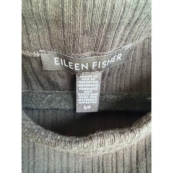 Eileen Fisher Long Sleeve Dress Womens S Black Textured Ribbed Midi Work Career - Picture 5 of 6